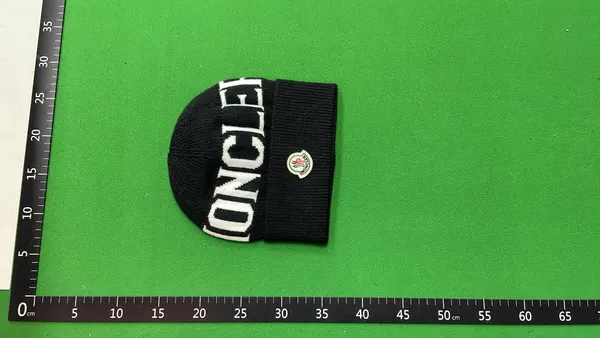 Black Knit Beanie With Contrast Logo Lettering — warehouse QC photo 3