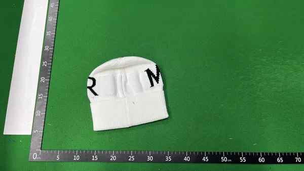 Black Knit Beanie With Contrast Logo Lettering — warehouse QC photo 5