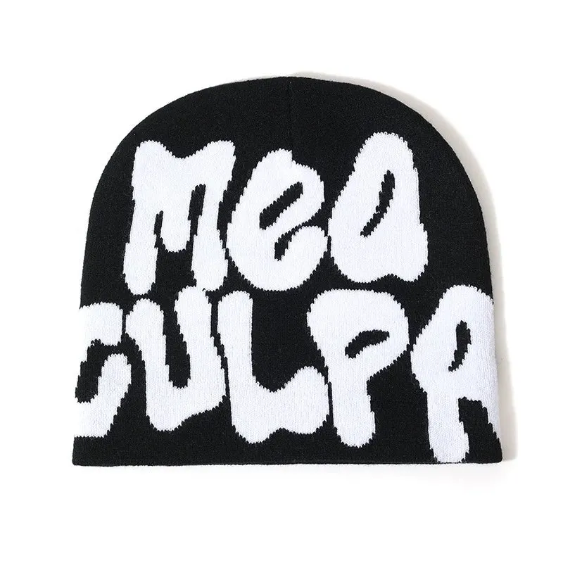 Ribbed Knit Beanie With Jacquard Lettering — merchant catalogue photo