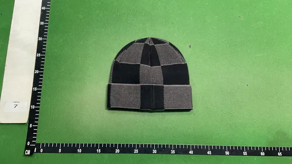 Checkerboard Knit Beanie And Scarf Set — warehouse QC photo 2