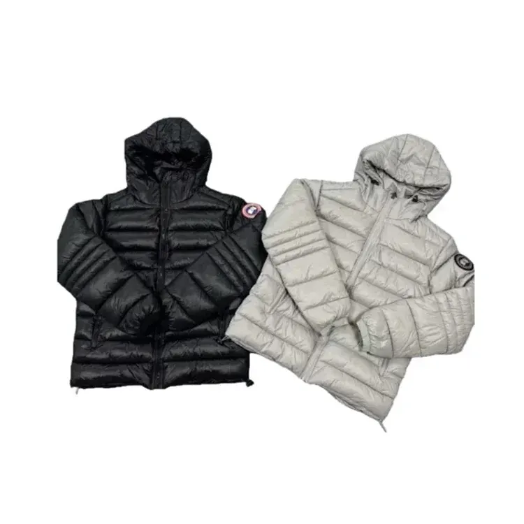 Black Hooded Puffer Jacket With Chevron Quilting — merchant catalogue photo