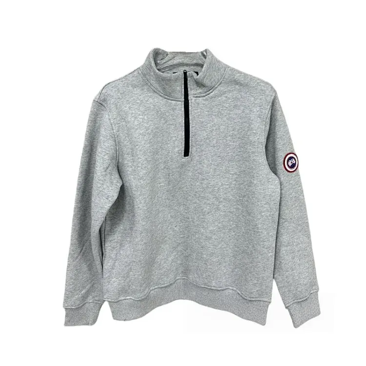 Grey Marl Quarter-Zip Sweatshirt With Sleeve Patch — merchant catalogue photo