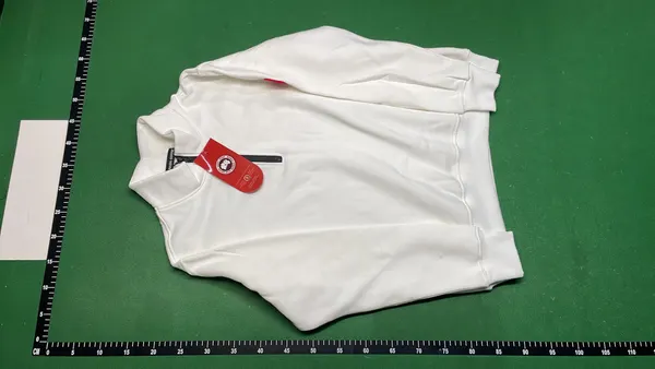 Grey Marl Quarter-Zip Sweatshirt With Sleeve Patch — warehouse QC photo 2
