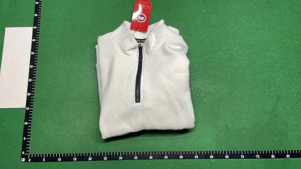 Grey Marl Quarter-Zip Sweatshirt With Sleeve Patch — warehouse QC photo 4