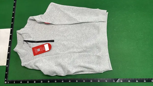 Grey Marl Quarter-Zip Sweatshirt With Sleeve Patch — warehouse QC photo 6