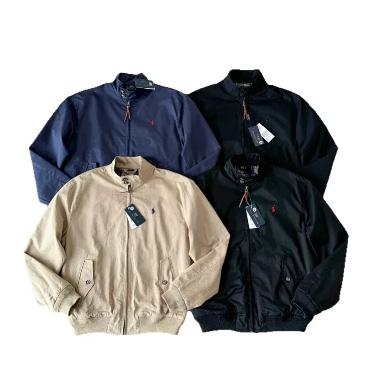 Navy Zip-Up Harrington Jacket With Button Tab — merchant catalogue photo