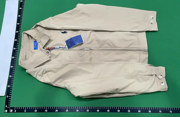 Navy Zip-Up Harrington Jacket With Button Tab — warehouse QC photo 2