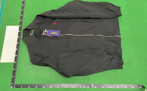 Navy Zip-Up Harrington Jacket With Button Tab — warehouse QC photo 6