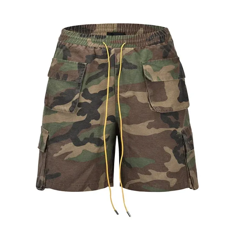 Camo Cargo Shorts With Yellow Drawcord — merchant catalogue photo