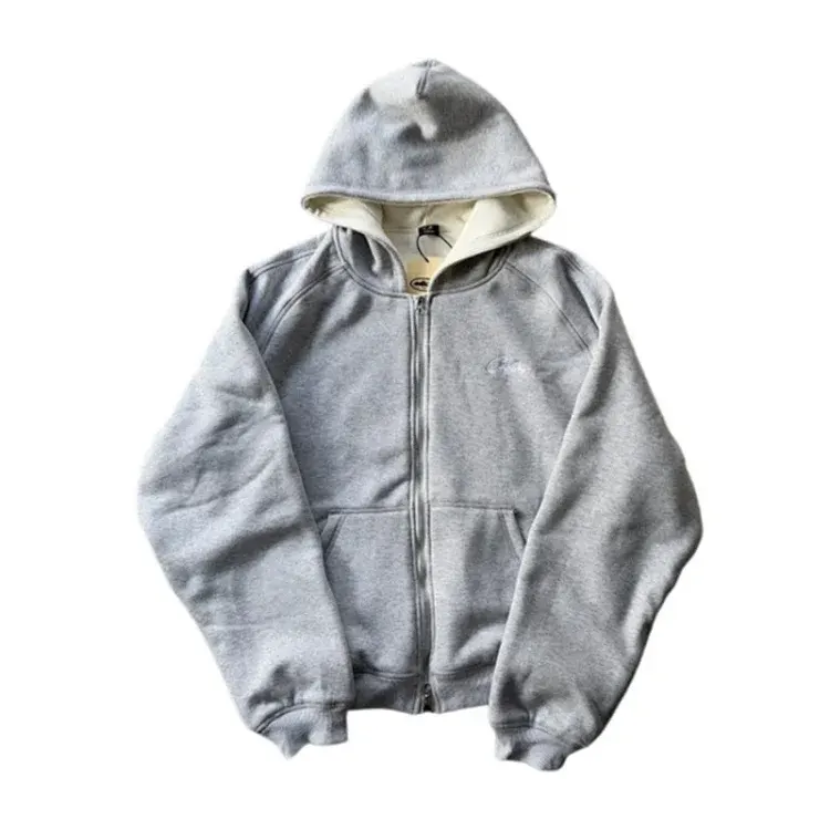 Grey Full Zip Hoodie With Cream Lined Hood — merchant catalogue photo