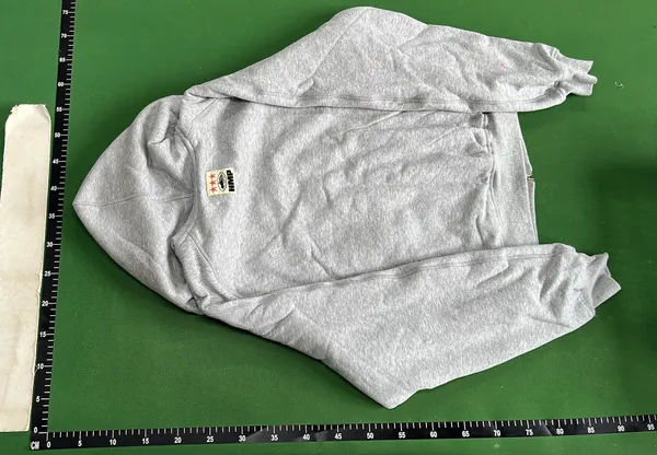 Grey Full Zip Hoodie With Cream Lined Hood — warehouse QC photo 3