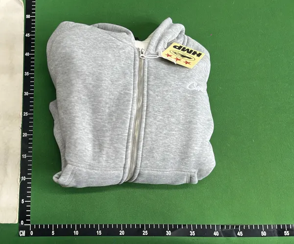 Grey Full Zip Hoodie With Cream Lined Hood — warehouse QC photo 4